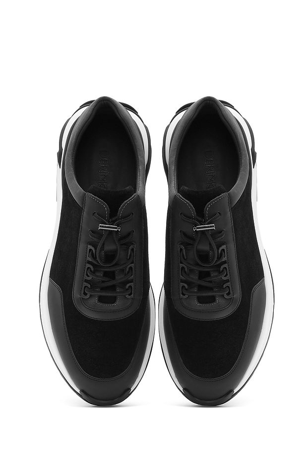 Erkek Siyah Kalın Tabanlı Bağcıklı Süet Deri Sneaker 25SFD694610 - 7
