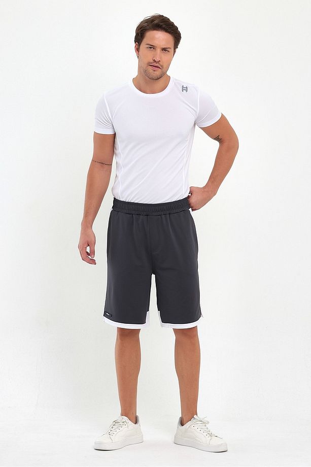 File Şeritli Polyester Erkek Spor Şort - 4