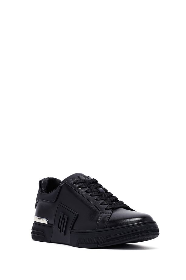 Erkek Siyah Bağcıklı Kalın Tabanlı Deri Sneaker 25SFD694318 - 6