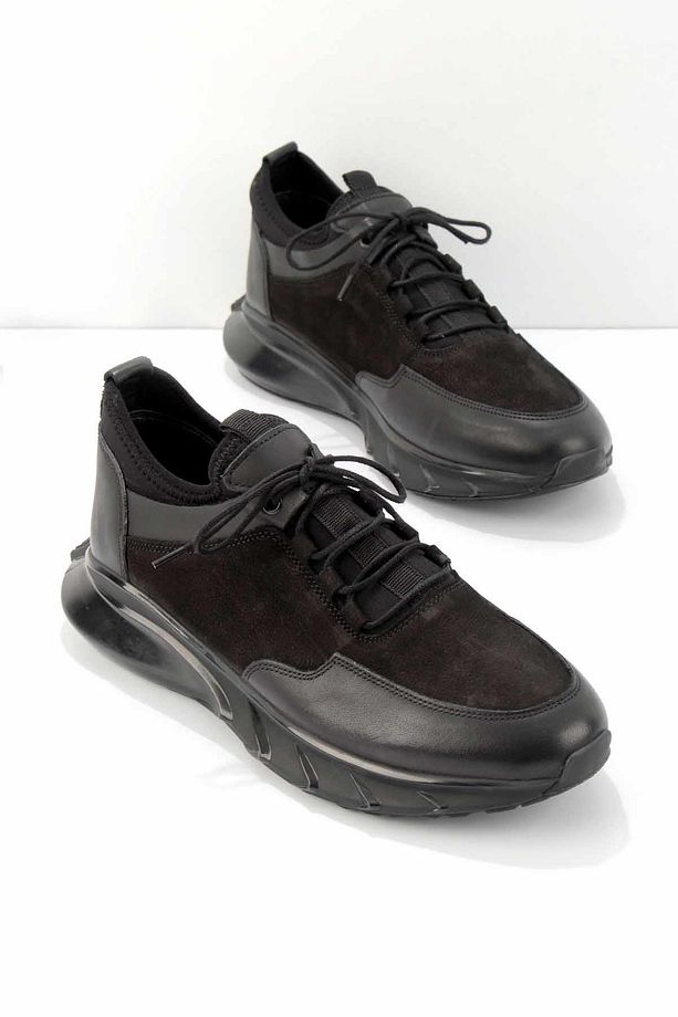 Siyah Nubuk Hakiki Deri Erkek Sneaker E01811230301 - 1