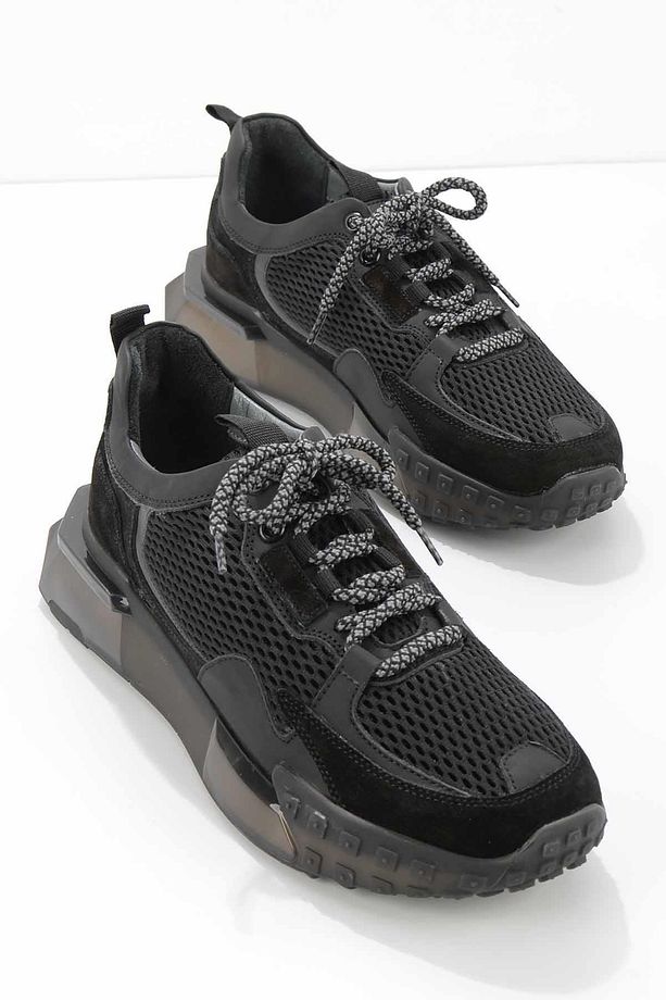 Siyah Hakiki Deri Erkek Sneaker E01604522903 - 1
