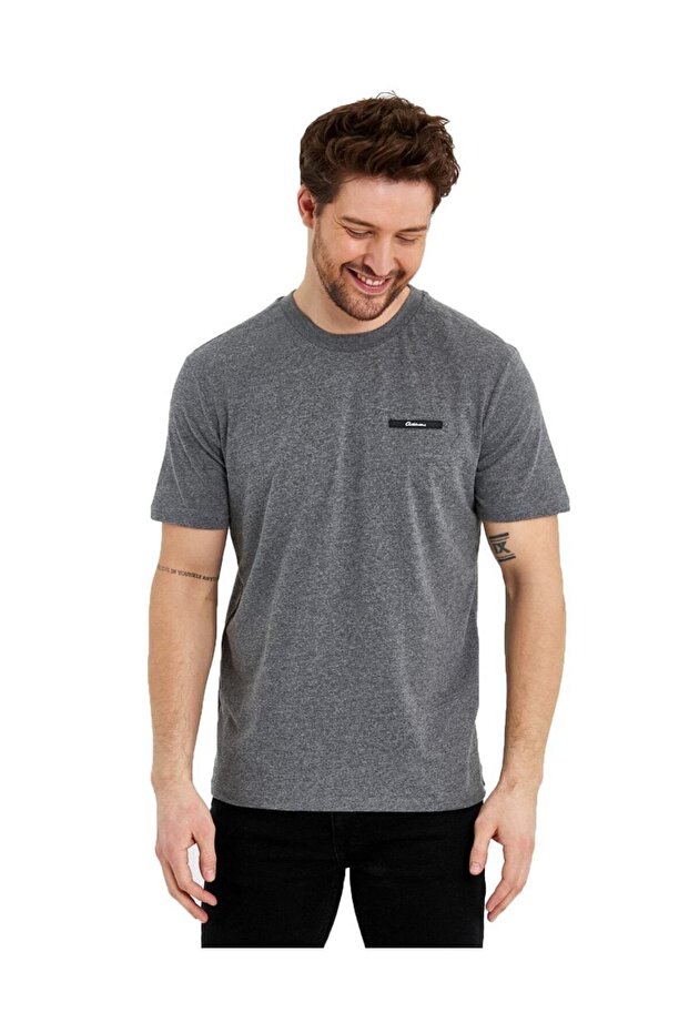 Erkek Basic Baskısız Logolu Kısa Kol Tişört - 4