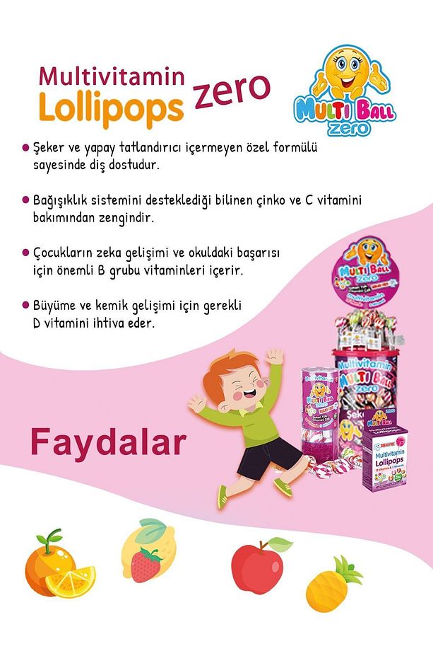 Zero (şekersiz ) Multivitavin Lolipop ( 3 Lü Avantajlı Paket ) - 4