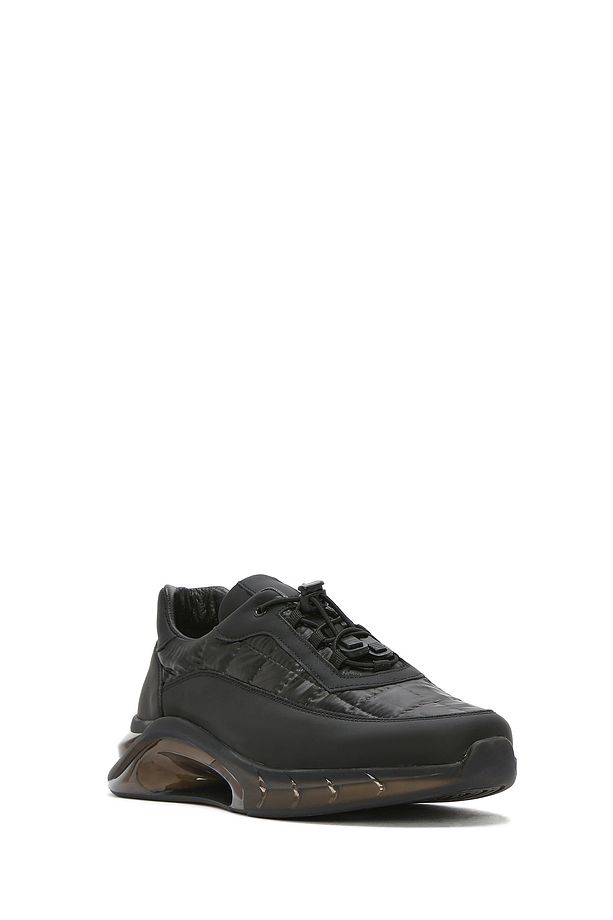 Erkek Siyah Bağcıklı Kalın Tabanlı Deri Sneaker 25SFD640914 - 6