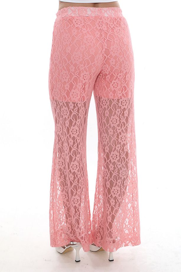 ŞORT ASTARLI PEMBE DANTEL PANTOLON - 4