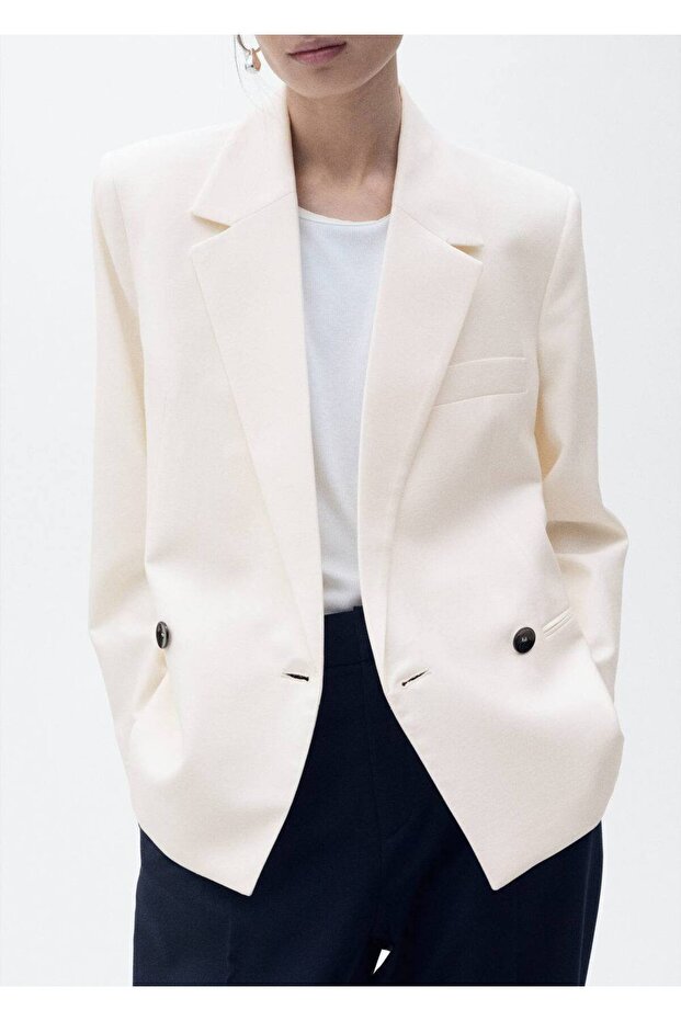 Kontrast Kruvaze Blazer Ceket - 6