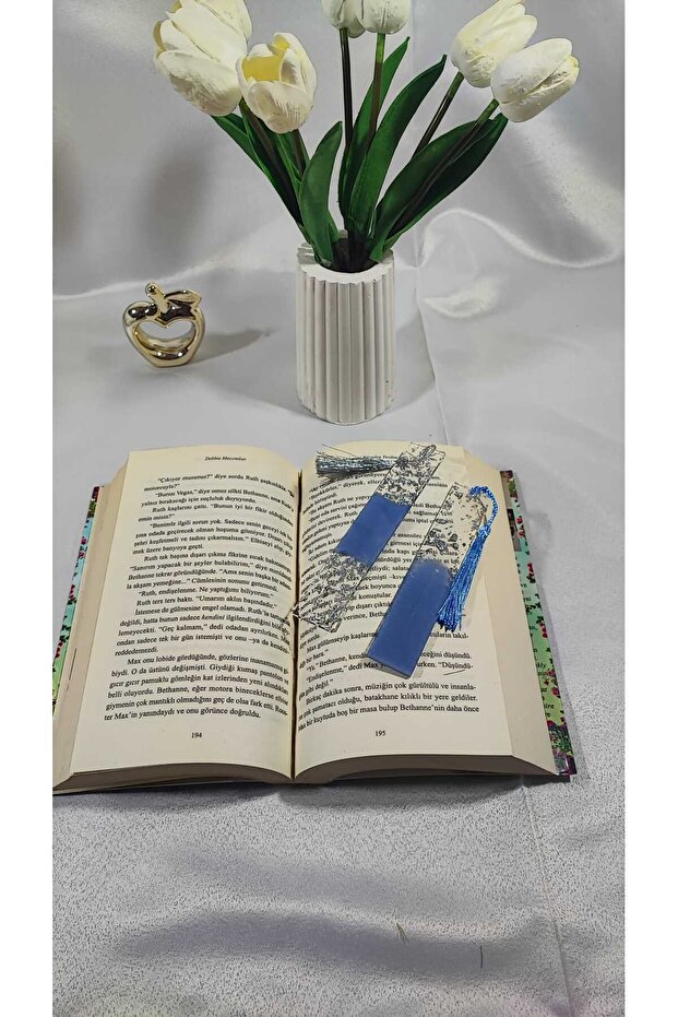 Epoxy Blue Silver Leaf Bookmark – Bring Elegance to Your Pages 14X 2.5