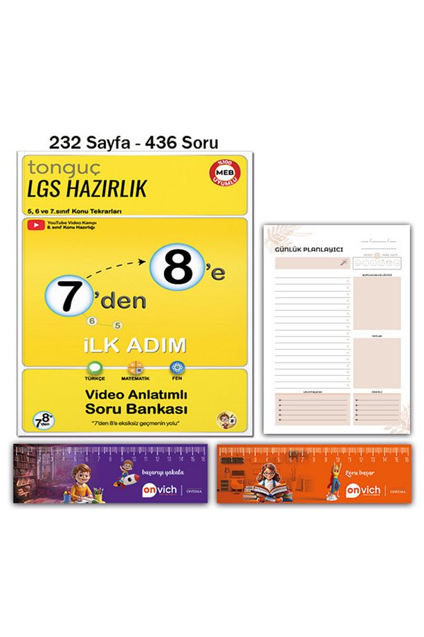 8. Sınıf Lgs Hazırlık 7 Den 8 E Ilk Adım Video Anlatımlı Soru Bankası Günlük Planlayıcı Set - 1