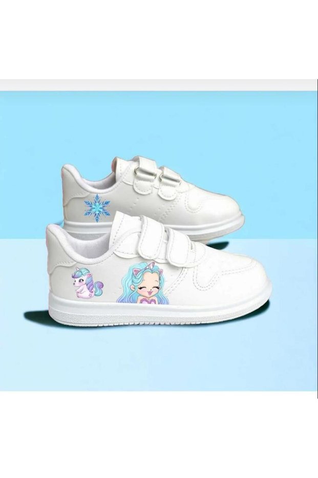 Blue Princess Mermaid Printed Kids' Sports Shoes