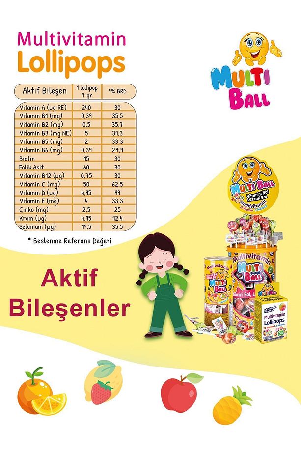 Multıvitamin Lolipop 3'lü Avantajlı Paket  15 x 3 - 5