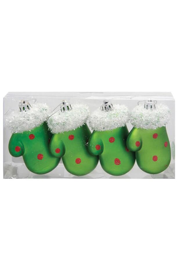 Christmas Ornament 8 cm Green Christmas Tree Ornament Gloves 4-Piece Decoration Christmas Ornament
