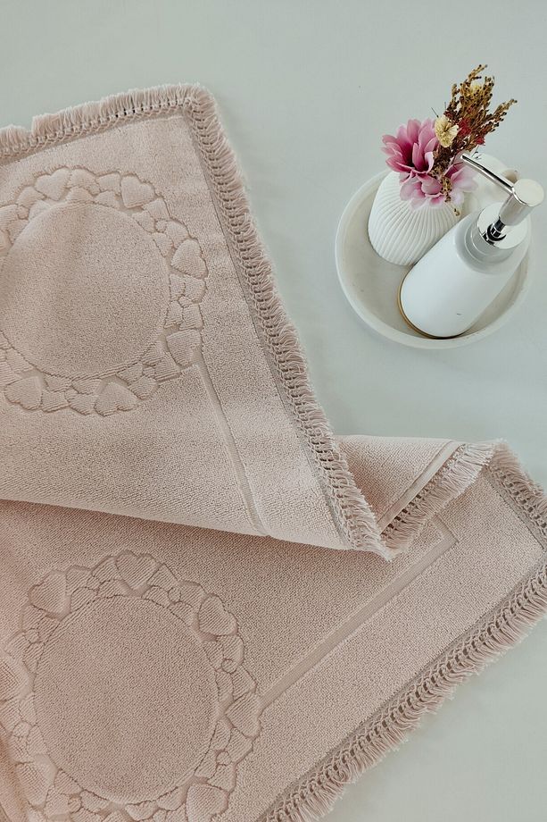 2'li Set Püskül Dantelli Ayak Havlusu 50x70 Cm - Yumuşak Ve Su Emici - 4