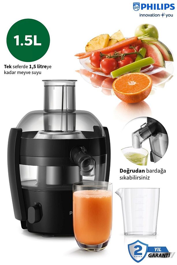 Maksimum meyve suyu. Minimum zahmet-Viva Collection Katı Meyve Sıkacağı,1,5 Lt, QuickClean Özellikli - 1
