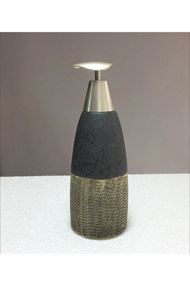 Ceramic Liquid Soap Dispenser Green White Wave Pattern