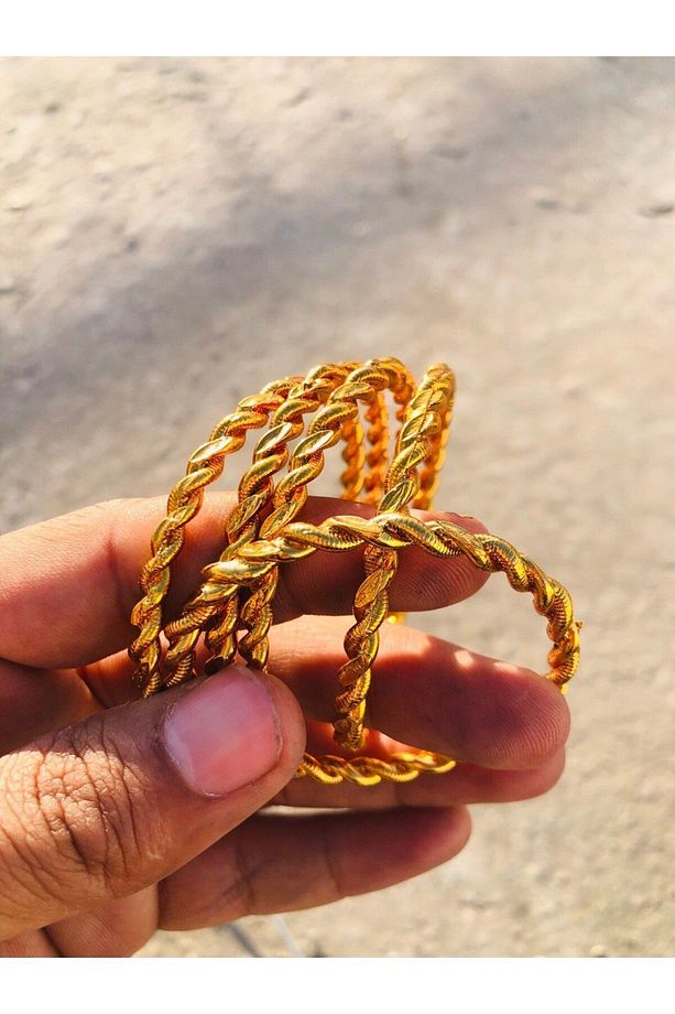 Altın Kaplama 2 Telli Burma Bilezik | 1 Adet Kız Bebek Ve Çocuk Bileziği - 4