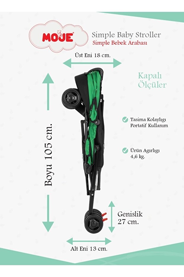 Simple Pembe Baston Bebek Arabası - 6