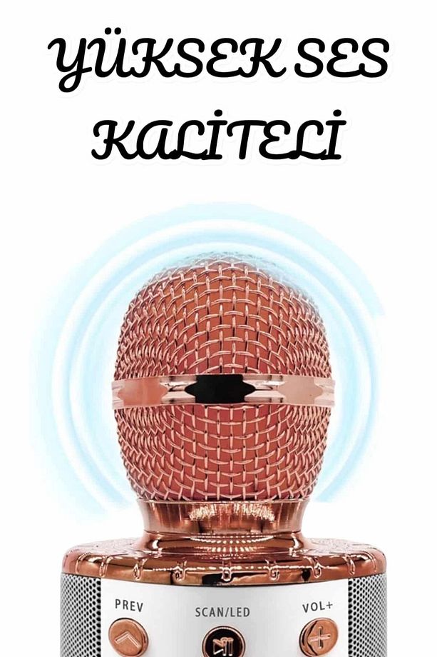 Şarjlı ve Uzun Pil Ömürlü Karaoke Mikrofon USB Bellek Destekli, Profesyonel Ses - 3