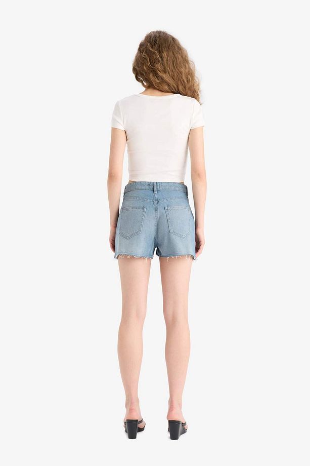Yüksek Bel Yırtık Detayylı Jean Şort E0499AX25SM - 6
