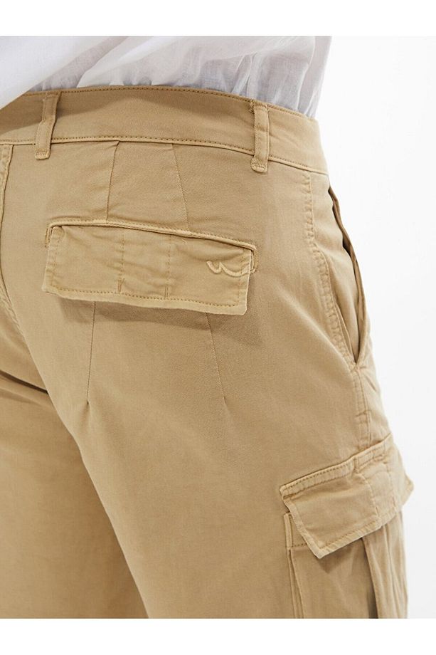 Basıc Gabardin Regular Kargo Bej Şort - 5