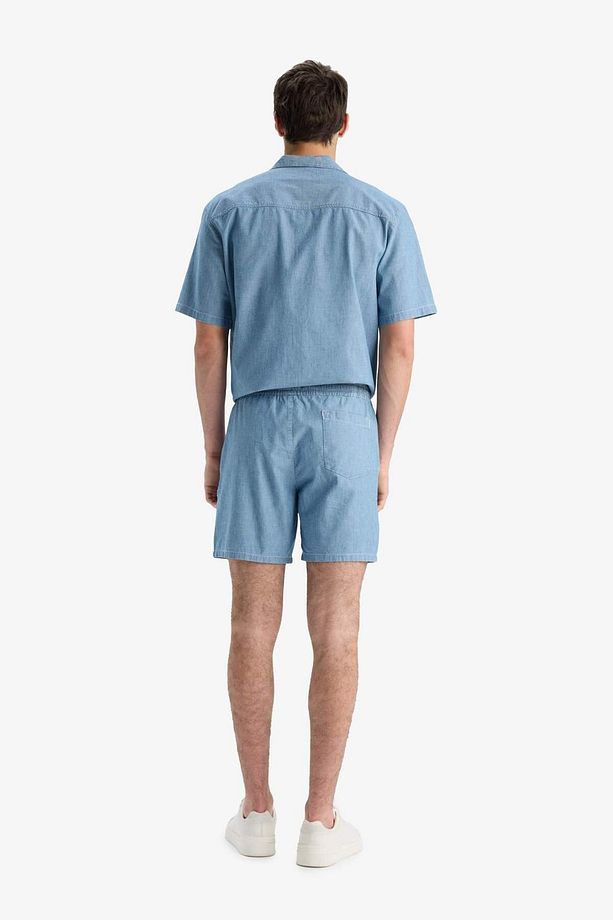 %100 Pamuk Yazlık Beli Lastikli Relax Fit Rahat Jean Bermuda Şort F5594ax25sm - 7