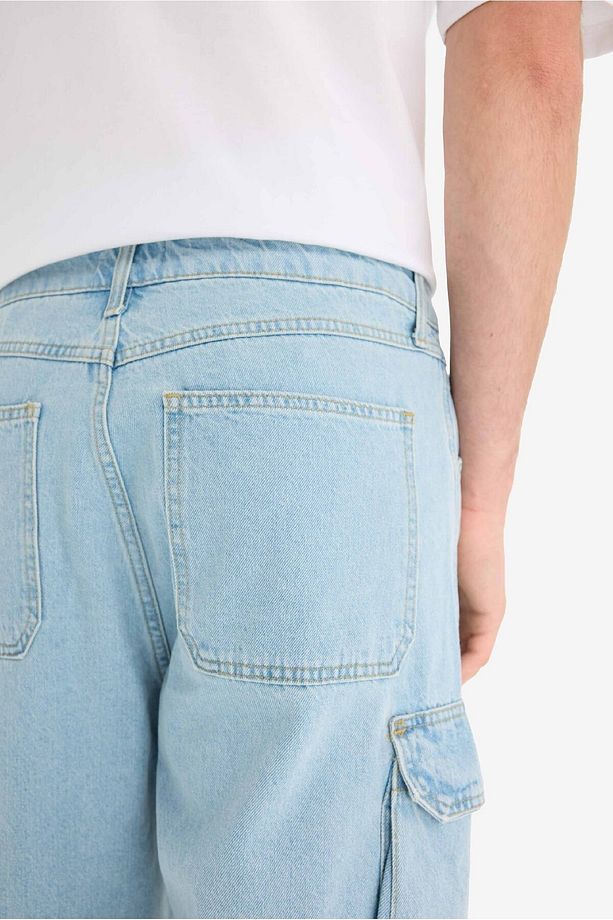 %100 Pamuk Kargo Fit Jean Bermuda Şort E1381AX25SM - 7