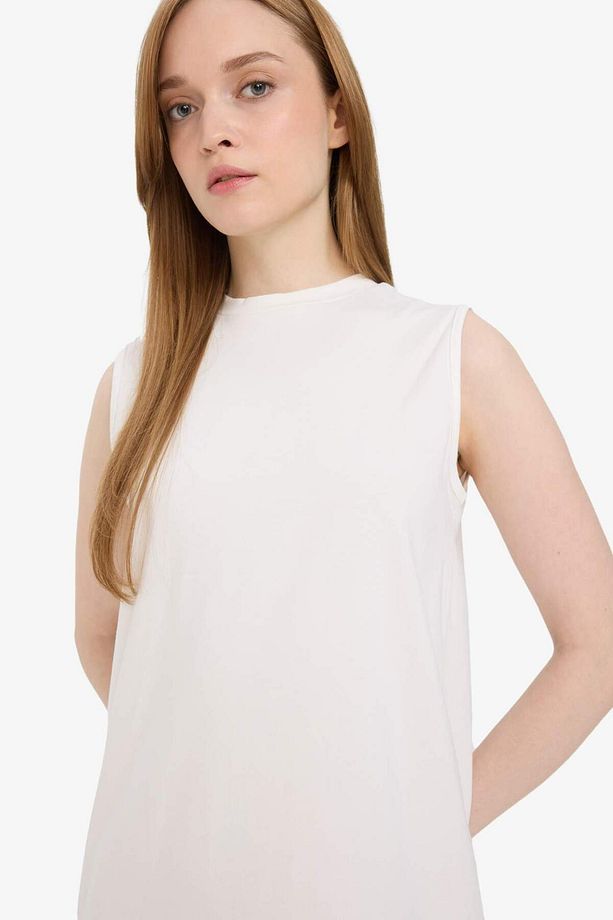 Regular Fit Yarım Balıkçı Yaka Basic Düz Kolsuz Maxi Elbise D4898ax25hs - 5
