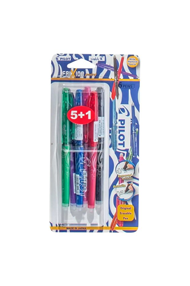 Frixion Point Erasable 0.5 mm Roller Ball Pen, 6 Pcs, Multicolour
