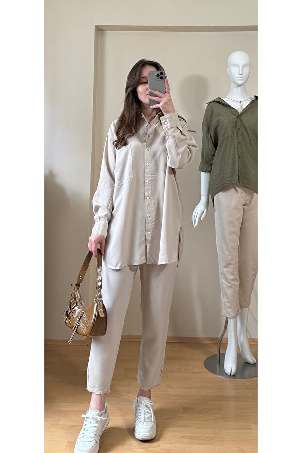 Cotton Casual Shirt Pants Suit