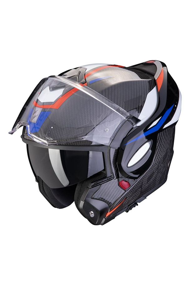 Exo-tech Evo Carbon Rover Çene Açılabilir Motosiklet Kaskı Siyah Kırmızı Mavi - 4