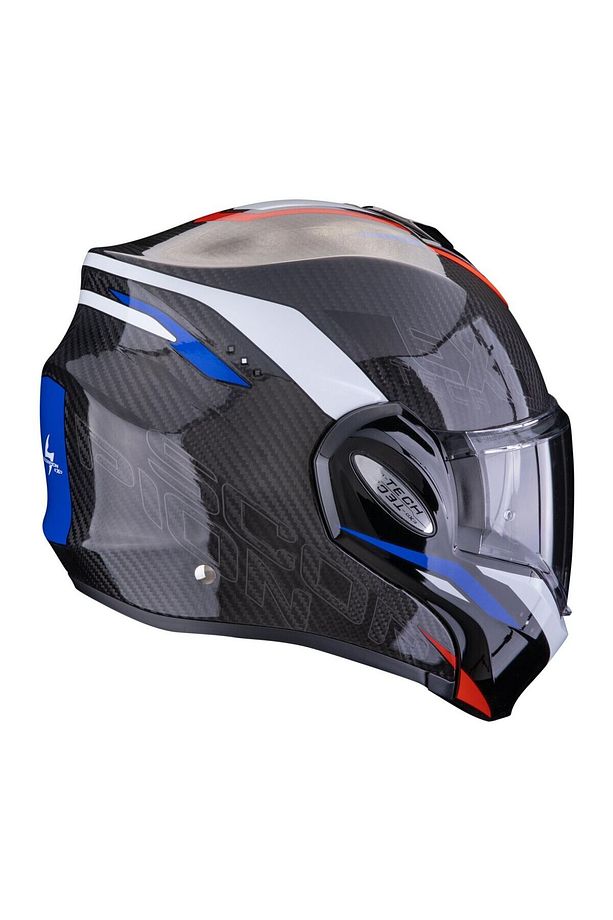 Exo-tech Evo Carbon Rover Çene Açılabilir Motosiklet Kaskı Siyah Kırmızı Mavi - 3