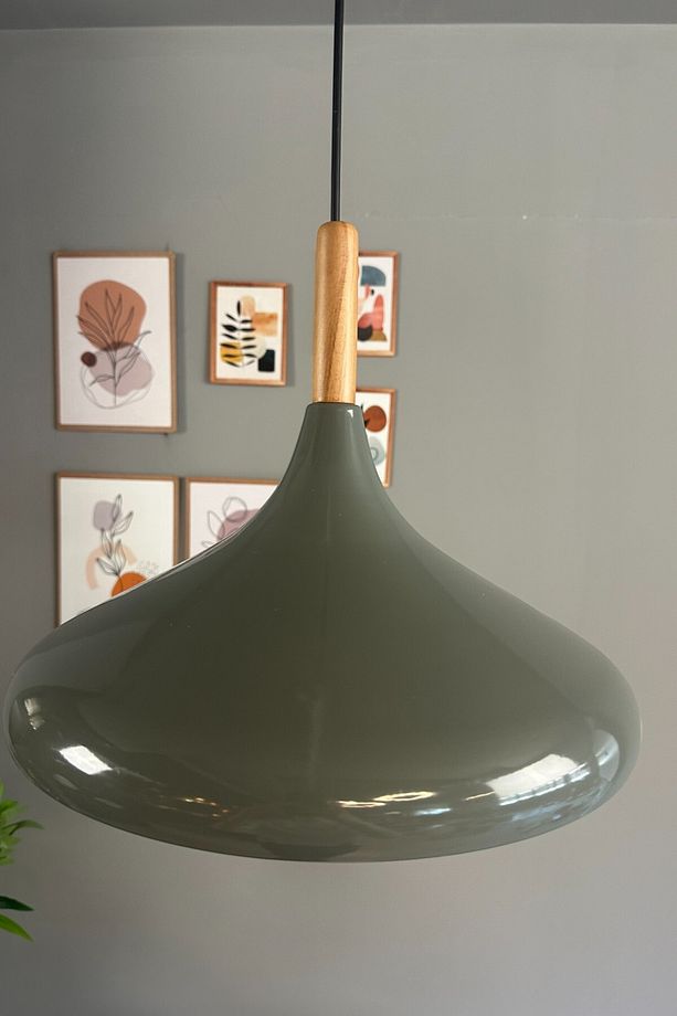 Antrasit Champion Ahşap Başlık Tekli Avize Sarkıt Salon Mutfak Cafe Butik Lamba Aydınlatma Avizeler - 2