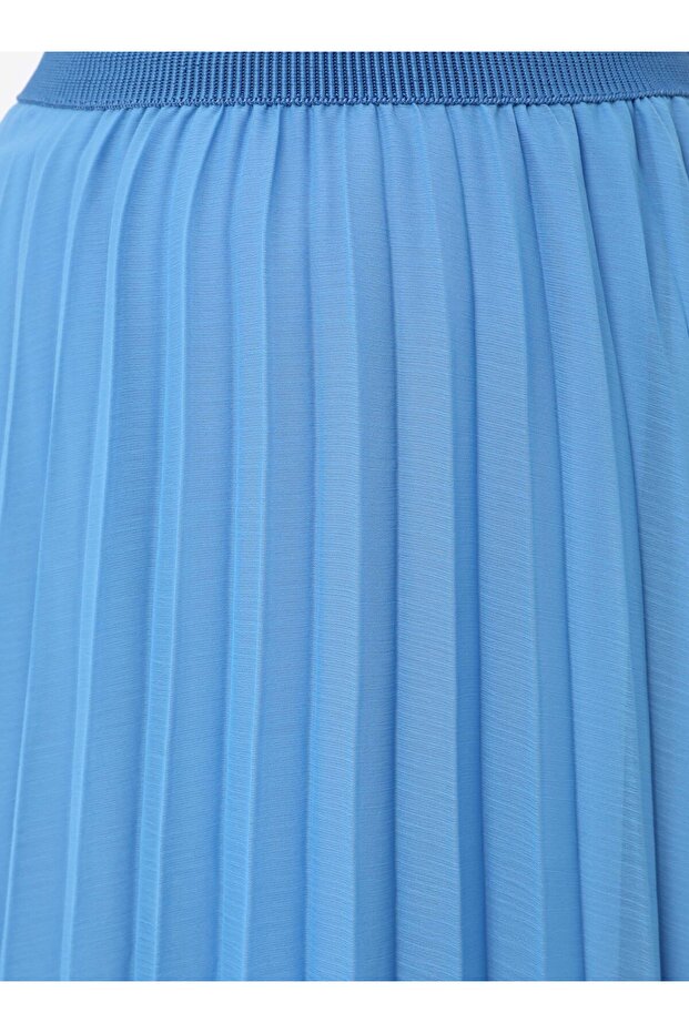 Şifon Piliseli Etek - Mavi - Refka - 6