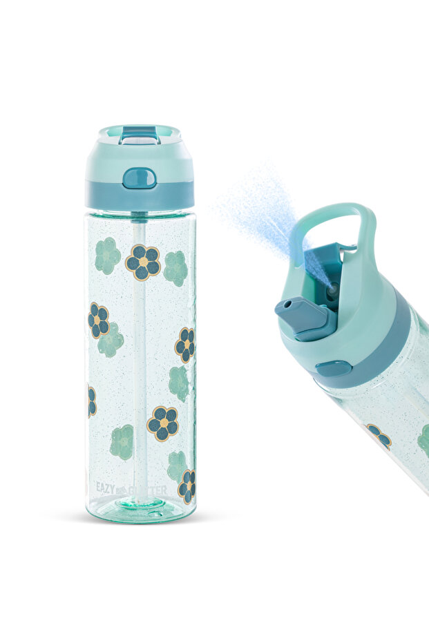 Flora Tritan Water Bottle W/ Spray 750ml - Gitter Green