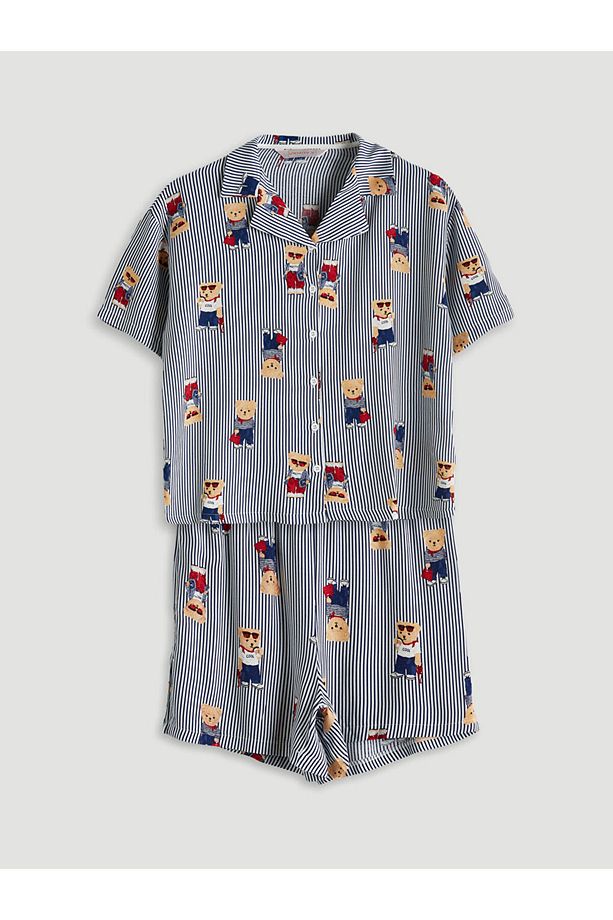 Ayı Teddy Baskılı Kadın Şortlu Pijama Takımı - 5