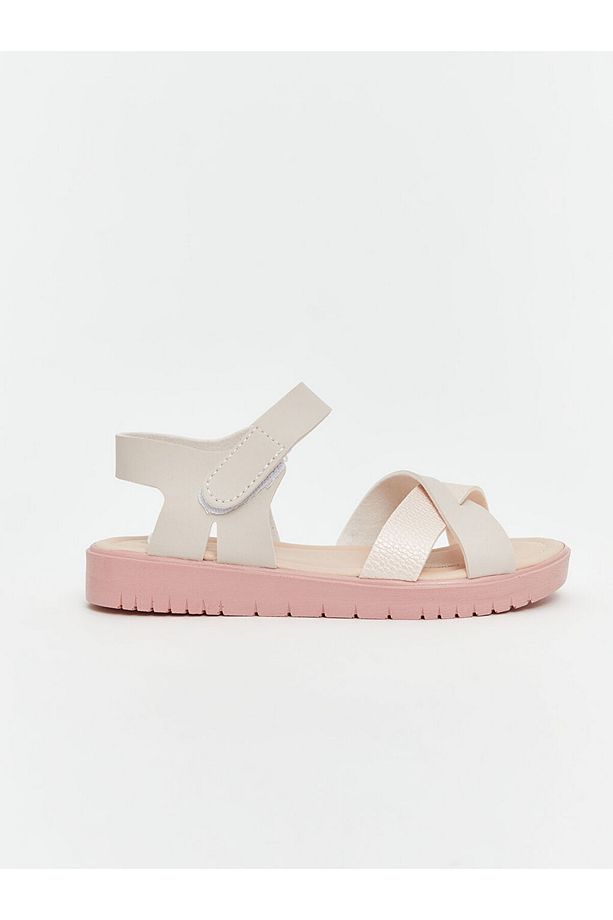 LCW STEPS Pembe Çapraz Bantlı Cırt Cırtlı Kız Çocuk Sandalet - 2