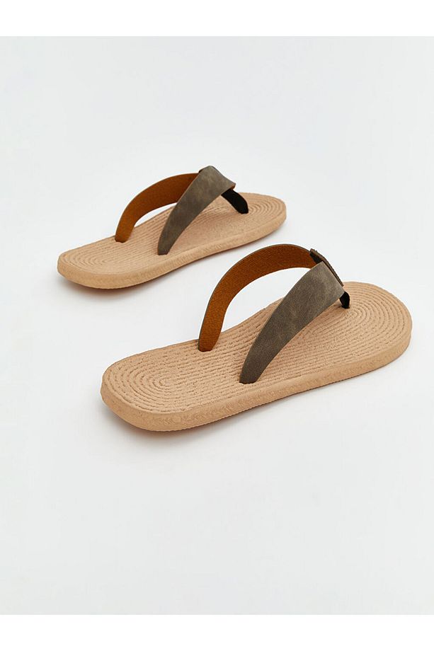 LCW STEPS Bej Süet Görünümlü Erkek Plaj Terliği - 5