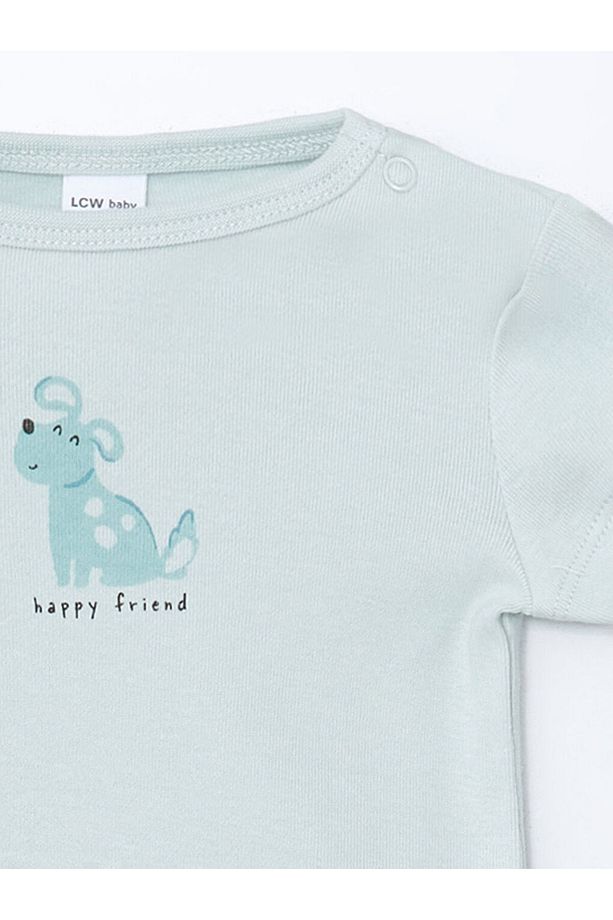 LCW baby Sari Baskılı Erkek Bebek Çıtçıtlı Bodysuit 2'li - 6