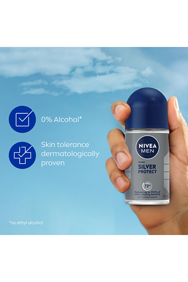 NIVEA MEN Silver Protect, Antiperspirant for Men, Antibacterial, Roll-on 50ml - 4