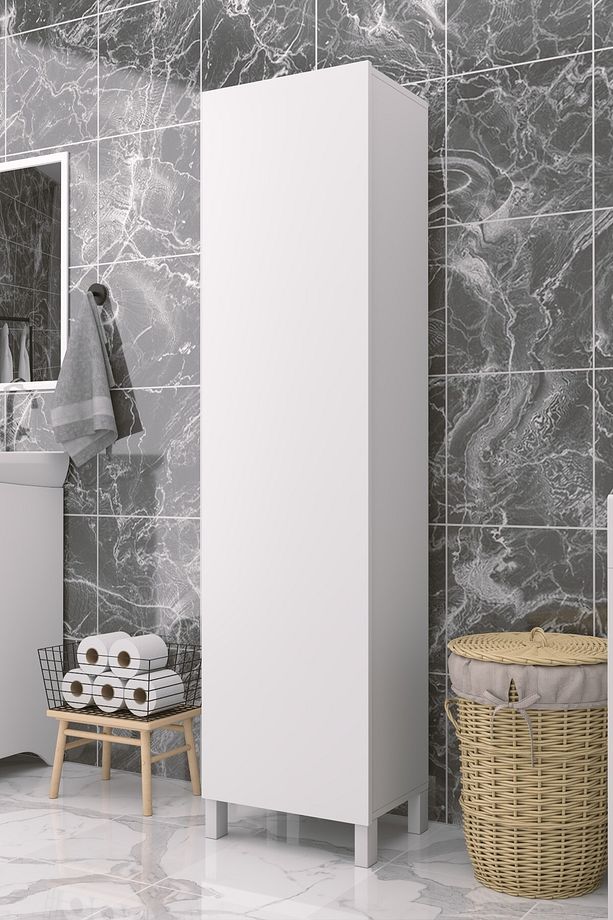 Çok Amaçlı Kapaklı Banyo Dolabı - Yüksek Raflı, Dar Alanlara Uyumlu Depolama Dolabı - 6