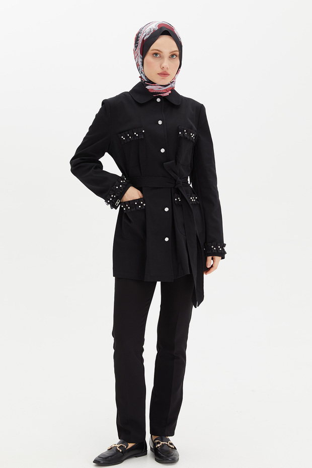 Kurdeleli Kuşaklı Ceket - 1