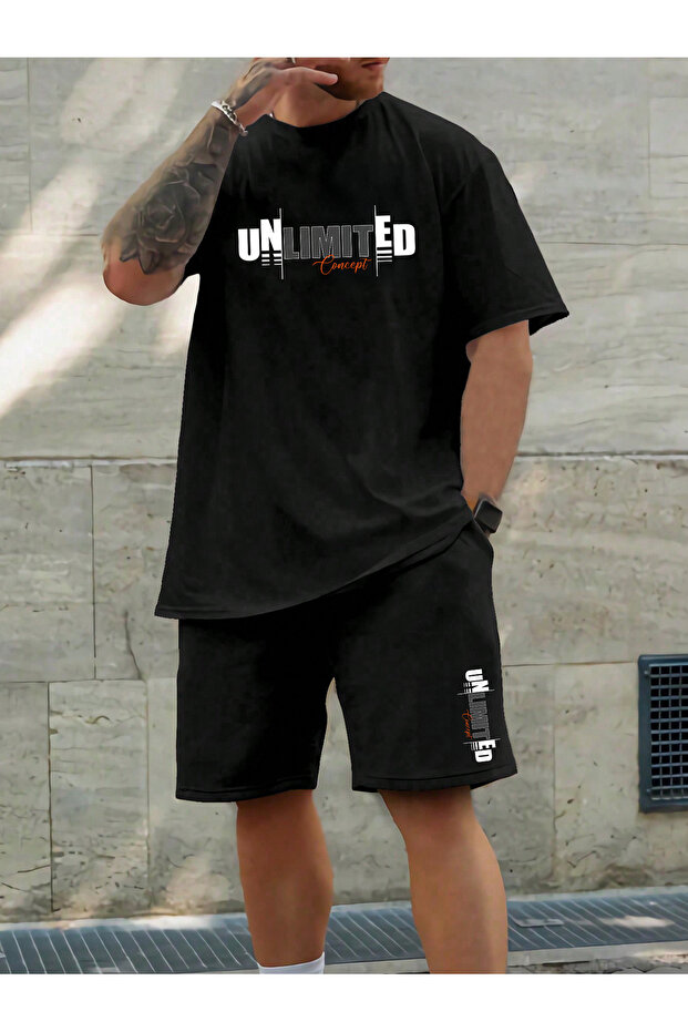Trendy Clothing Men's Plus Size Printed T-Shirt and Shorts Set