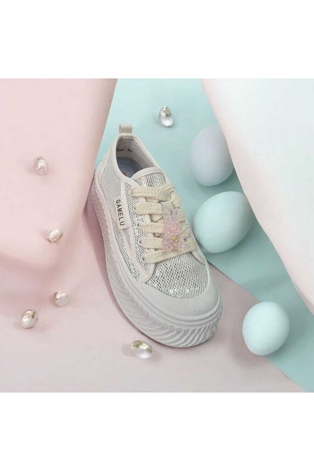 Kadın Triko Fileli Simli Memory Foam Günlük Sneaker Ayakkabı - 1