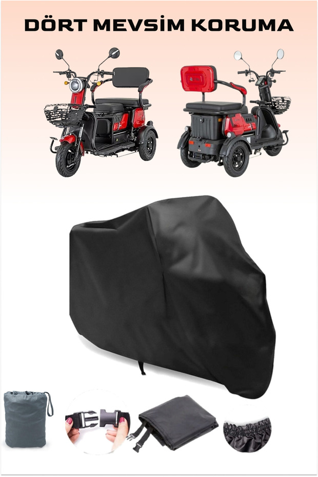 Black E-Mon Capri Electric 3 Wheel Motorcycle Tarpaulin Tire with Connecting Buckle