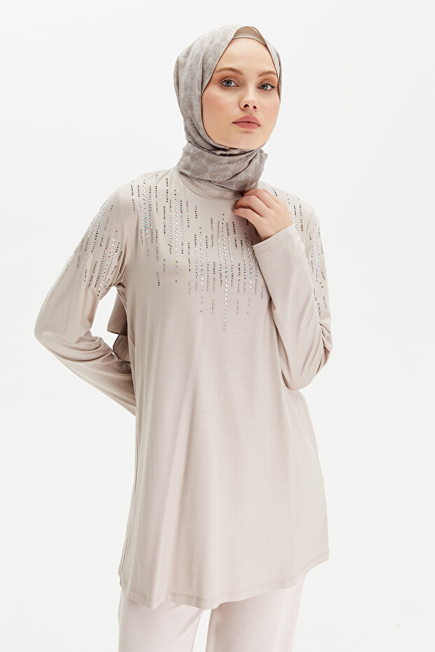 Taşlı Penye Tunik - 4
