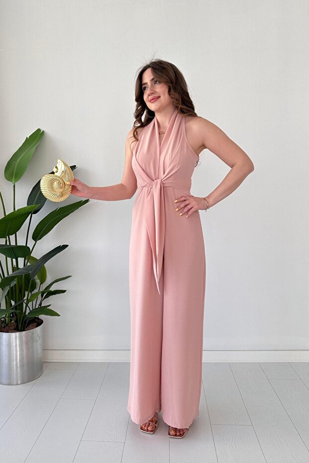 Front Binding Jumpsuit Powder