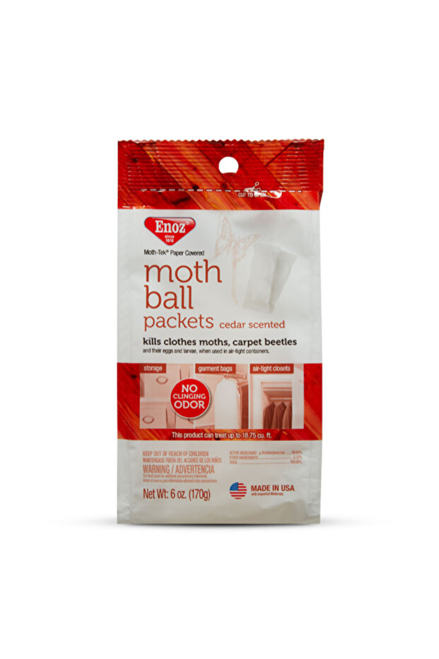 Moth-Tek Paper Covered Cedar Scented Moth Ball Packets 6 oz - 1