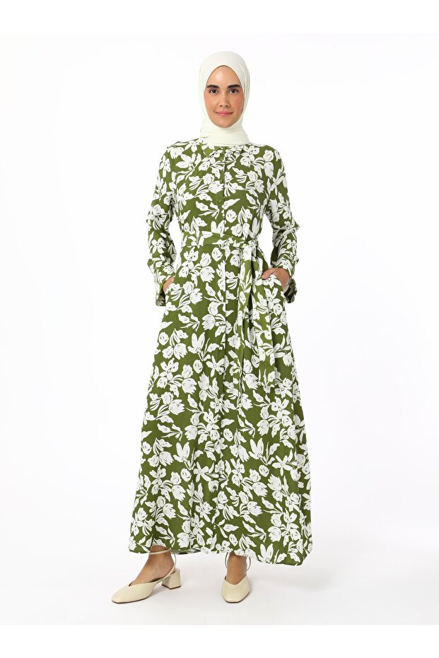 Rochie Hijab Viscos Lungă - Verde - Refka - 1