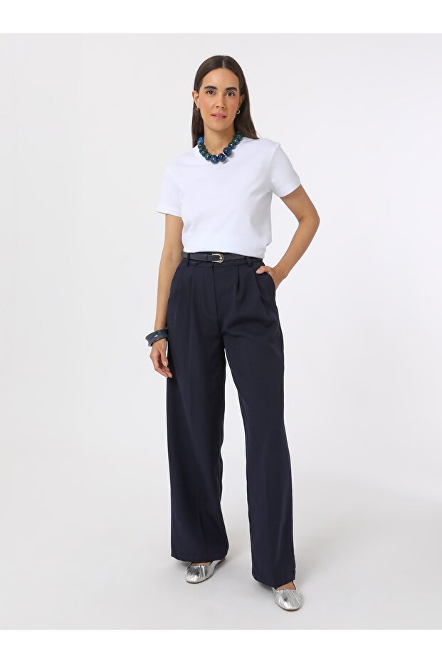 Bisiklet Yaka Basic Kadın Tişört - Beyaz - - 1