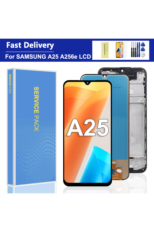 شاشة LCD سوداء بإطار، بديلة لشاشة اللمس A25 A256B/DS، تم اختبارها.