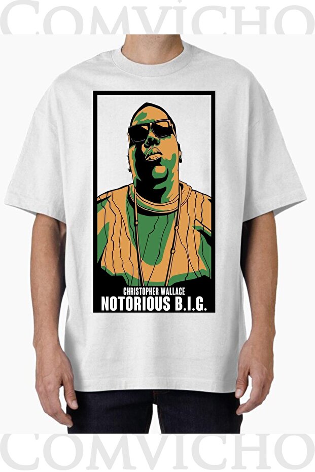 تي شيرت كبير الحجم مطبوع بتصميم Biggie v10 للجنسين